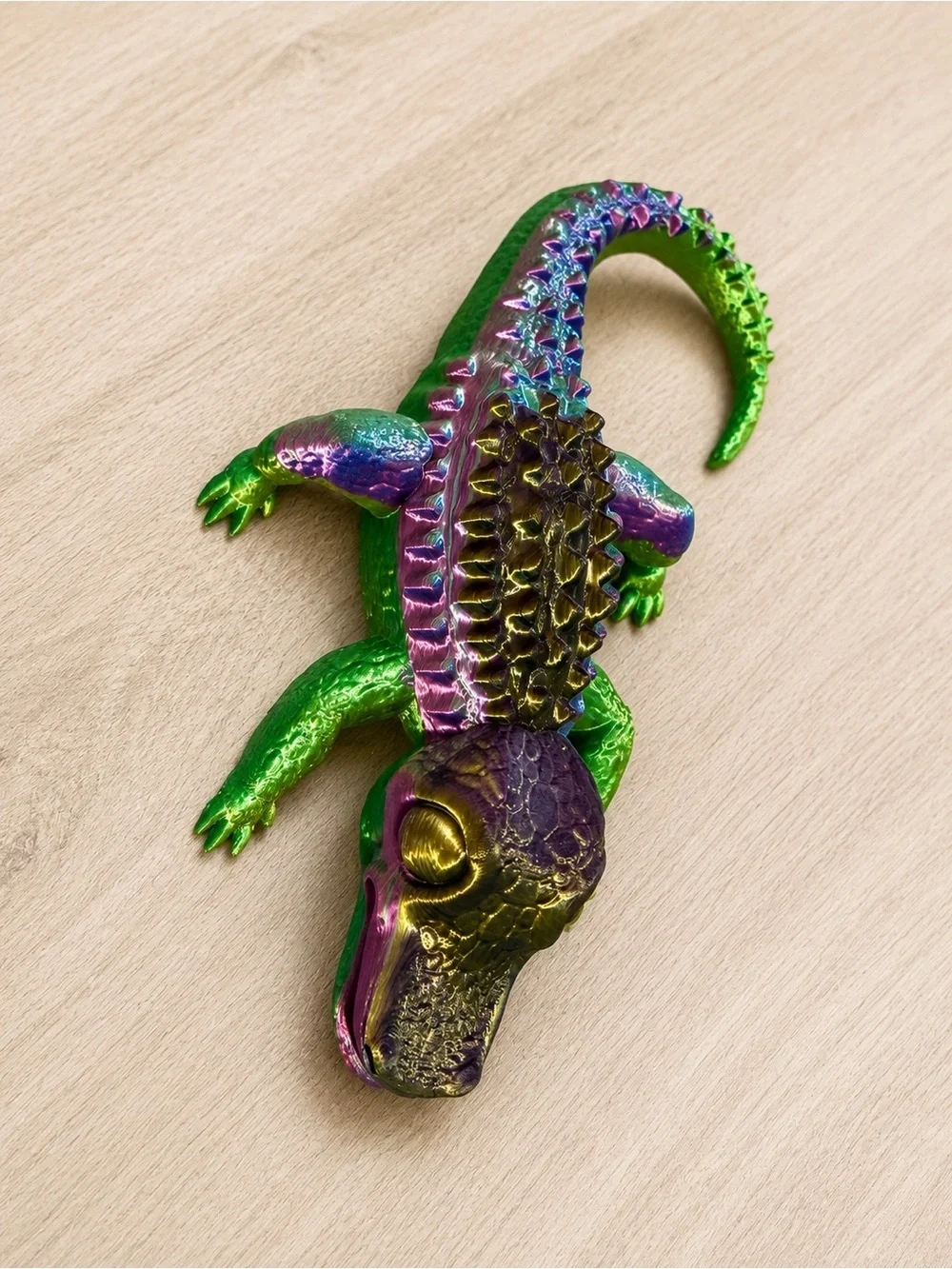 3D printed Metallic Green & Purple Alligator Terrarium Accent